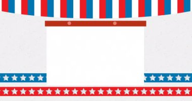 Amerikan bayrağının üzerindeki sembol kartının animasyonu. Amerikan siyaseti ve seçim konsepti dijital olarak oluşturulmuş imaj.