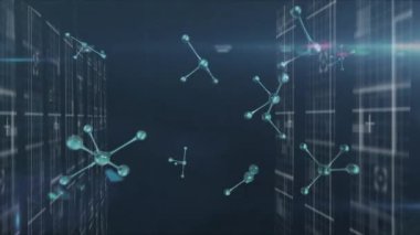 Bilimsel veri işleme üzerinde dönen bağlantıların animasyonu. Bilim ve araştırma konsepti dijital olarak oluşturulmuş video.