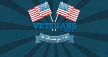 Mavi arkaplandaki Gaziler Günü metninin animasyonu. Vatanseverlik ve kutlama konsepti dijital olarak oluşturulmuş video.