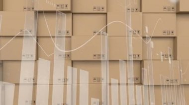 Depodaki teslimat kutularına karşı istatistiksel veri işleme. lojistik ve ulaşım sektörü kavramı