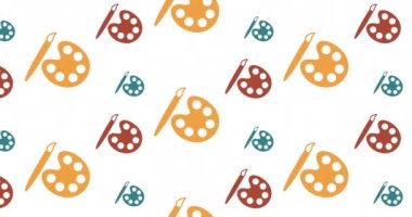 Beyaz arkaplanda hareket eden okul ögeleri simgelerinin canlandırılması. okul, eğitim ve öğrenim konsepti dijital olarak oluşturulmuş video.