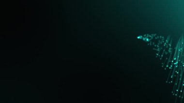 Siyah arka planda parlayan parlak mavi liflerin animasyonu. teknoloji, doğa, enerji ve hareket kavramı dijital olarak oluşturulmuş video.