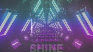 Hareket eden ekranların üzerinde parlayan metnin canlandırması. Sosyal medya ve iletişim konsepti dijital olarak oluşturulmuş video.