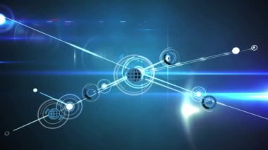 Siyah arkaplan üzerindeki simgelerle bağlantı ağlarının animasyonu. küresel bağlantılar, dijital arayüz, dijital olarak oluşturulan veri işleme konsepti.