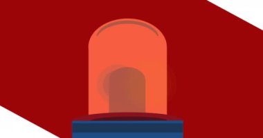 Kırmızı, beyaz ve mavi Amerikan bayrak unsurları üzerinde mutlu çalışma günü metni ve siren ışığı animasyonu. Vatanseverlik, bağımsızlık ve kutlama konsepti dijital olarak oluşturulmuş video.