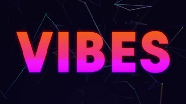 Siyah arkaplandaki bağlantılar üzerine gökkuşağı harfleriyle titreşimlerin animasyonu. Sosyal medya, bağlantı ve iletişim konsepti dijital olarak oluşturulmuş video.