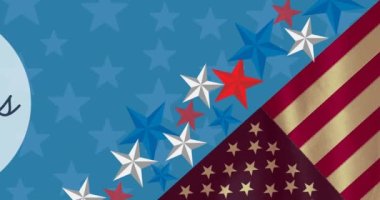 Tanrı 'nın animasyonu Amerika gazileri gününü kutsasın. Mavi üzerinde Amerikan bayrakları ve bayrak unsurları olan bir yazı. Vatanseverlik, bağımsızlık, ordu ve kutlama konsepti dijital olarak oluşturulmuş video.