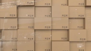 Veri işleme ile dijital arayüz bir yığın posta kutusuna karşı. lojistik ve ulaşım sektörü kavramı