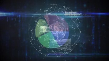 Tüm dünyada istatistik ve finansal veri işleme animasyonları. küresel iş, finans, veri işleme ve teknoloji konsepti dijital olarak oluşturulmuş video.