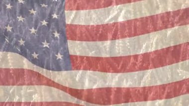 Tarladaki ekinlere karşı Amerikan bayrağı sallamanın dijital bileşimi. ulusal tarım kavramı
