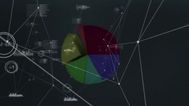 İstatistiklerin ve bağlantı ağlarının animasyonu. küresel iş, finans, veri işleme ve teknoloji konsepti dijital olarak oluşturulmuş video.
