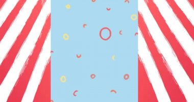 Amerikan bayrak yıldızları ve çizgileri üzerine Mutlu İşçi Bayramı metinleri. Vatanseverlik ve kutlama konsepti dijital olarak oluşturulmuş video.