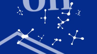 Bağlantı ağı üzerinden kimyasal formüllerin animasyonu. Bilim ve araştırma konsepti dijital olarak oluşturulmuş video.