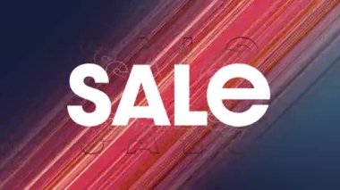 Siyah arkaplanda kırmızı hareket çizgileri üzerinde satılık metin animasyonu. Alışveriş ve perakende konsepti dijital olarak oluşturulmuş video.