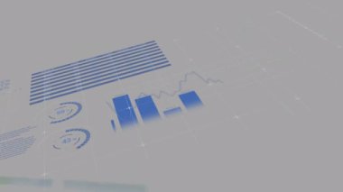 İş adamı ve iş kadınının orta kesimine karşı istatistiksel veri işleme el sıkışıyor. iş ortaklığı ve teknoloji kavramı