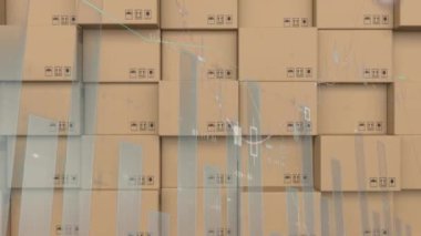 Depodaki teslimat kutularına karşı istatistiksel veri işleme. lojistik ve ulaşım sektörü kavramı