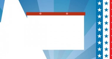 Mavi arkaplandaki sembol kartının canlandırması. Amerikan siyaseti ve seçim konsepti dijital olarak oluşturulmuş imaj.