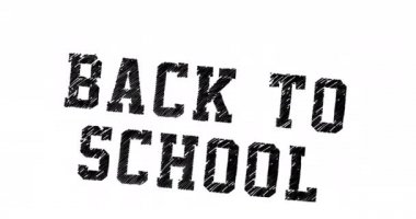 Beyaz arka planda okula dönüş metninin animasyonu. okul, eğitim ve öğrenim konsepti dijital olarak oluşturulmuş video.