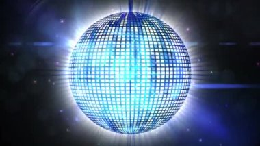 Dönen ayna disko topunun üzerinde hareket eden spot ışıklarının animasyonu. parti, kutlama, müzik ve eğlence konsepti dijital olarak oluşturulmuş video.
