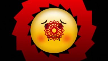 Kırmızı dekoratif tasarımların dijital animasyonu beyaz arka planda hastalıklı yüz ifadelerini bastırıyor. ifade ve iletişim kavramı