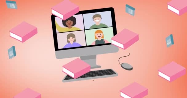 Animation Tillbaka Till Skolan Text Rosa Bakgrund Skol Utbildnings Och — Stockvideo