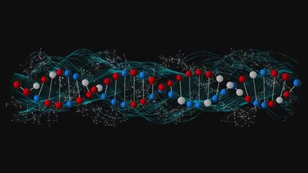 디지털 인터페이스와 위에서 돌아가는 Dna 애니메이션 개념은 디지털로 만들어 비디오입니다 — 비디오