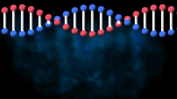 Animación Rotación Modelo Dna Hebra Sobre Fondo Azul Oscuro Tecnología — Vídeos de Stock