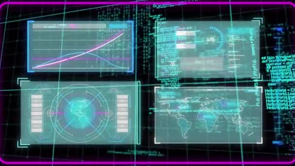 Animación Globo Procesamiento Datos Interfaz Interfaz Digital Comunicación Tecnología Concepto — Vídeos de Stock