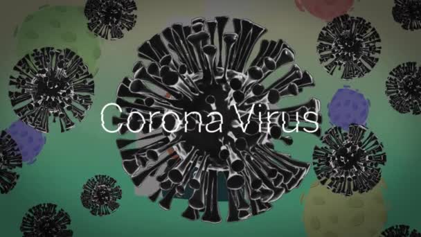 Coronavirus Text Över Flera Covid Celler Flyter Mot Grön Lutning — Stockvideo