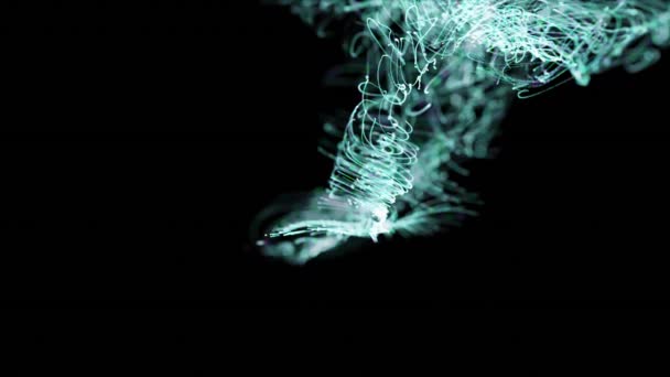 Animation Enchevêtrement Traînées Fumée Blanche Sur Fond Noir Technologie Nature — Video