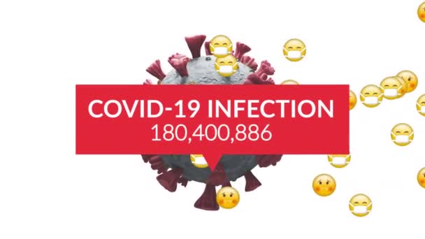 Covid Infection Text Increasing Cases Multiple Face Emojis Covid Cell — Stock Video