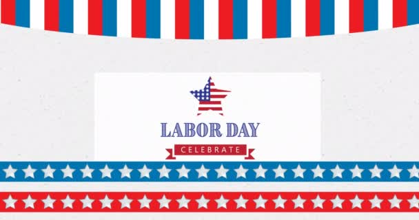 Animazione Del Giorno Del Lavoro Celebrare Testo Stelle Bandiera Americana — Video Stock