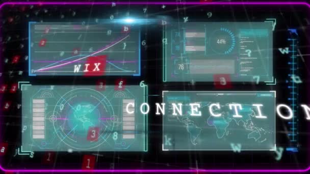 Animacja Ostrzegania Przed Atakami Cybernetycznymi Przetwarzanie Danych Interfejsie Cyfrowy Interfejs — Wideo stockowe