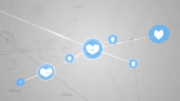 Animação Redes Conexões Com Ícones Sobre Fundo Branco Conexões Globais — Vídeo de Stock