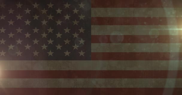 Animacja Świecącego Światła Nad Amerykańską Flagą Patriotyzm Koncepcja Celebracji Wideo — Wideo stockowe