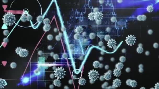 Animering Celler Över Databehandling Global Covid Pandemi Anslutningar Affärsverksamhet Databehandling — Stockvideo