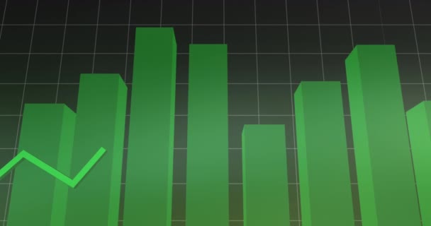 Animación Línea Verde Sobre Estadísticas Procesamiento Datos Finanzas Globales Negocios — Vídeos de Stock