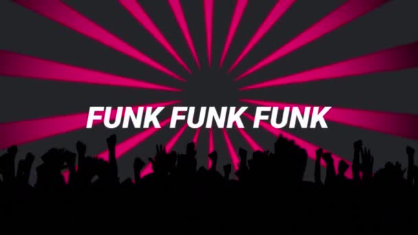 Animação Texto Funk Sobre Pessoas Dançando Conceito Mídia Social Comunicação — Vídeo de Stock