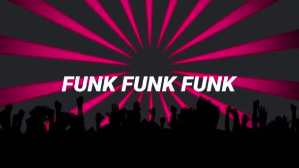 Animación Texto Funk Sobre Gente Bailando Concepto Redes Sociales Comunicación — Vídeos de Stock