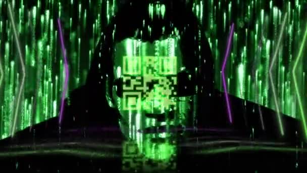 Animazione Digitale Codice Neon Linee Luminose Sentieri Luce Verde Che — Video Stock