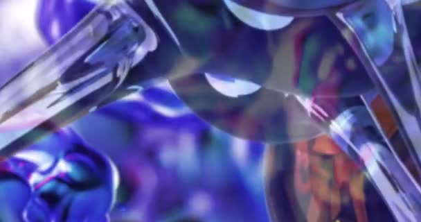 Animação Moléculas Dna Sobre Brilhante Colorido Líquido Fundo Conceito Ciência — Vídeo de Stock