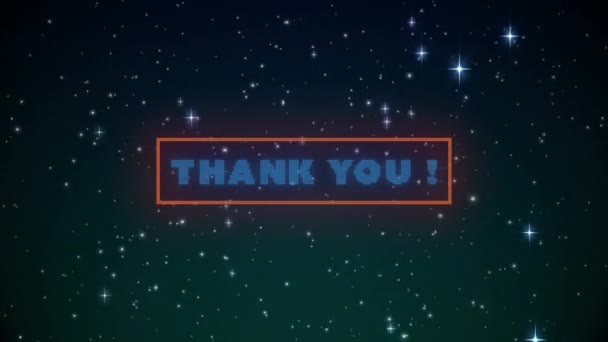 数字动画感谢你的文字横幅与闪亮的星星在黑色的背景 电子游戏界面和技术概念 — 图库视频影像
