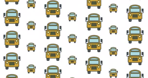 Анимация Икон Школьного Автобуса Движущихся Белом Фоне Школа Образование Обучение — стоковое видео