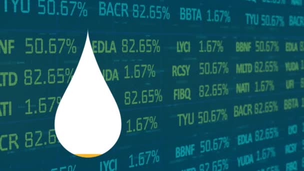 Animation Goutte Eau Remplissant Jaune Sur Traitement Des Données Financières — Video