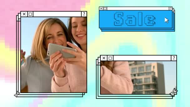 Animazione Nuova Musica Testo Stagione Che Gioca Famiglia Finestre Shopping — Video Stock