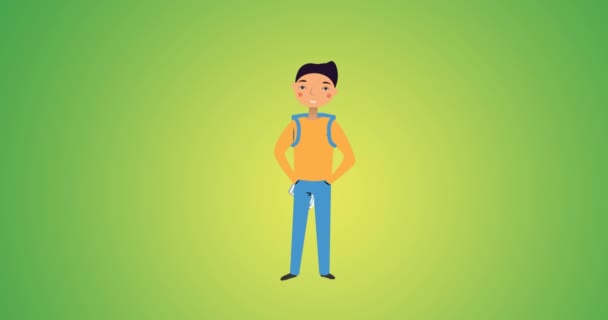 Animation Des Back Schultextes Über Die Symbole Der Schulgegenstände Auf — Stockvideo