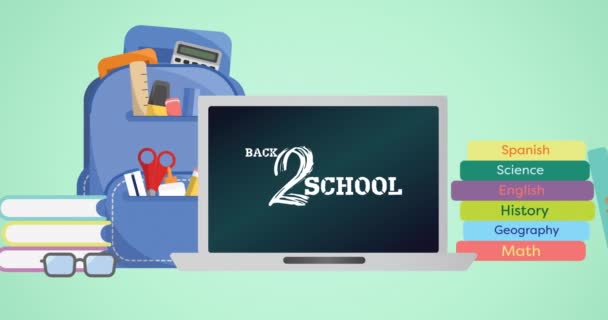 Animación Del Texto Regreso Escuela Sobre Fondo Verde Escuela Educación — Vídeos de Stock