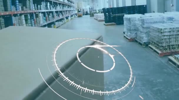 Animation Scope Scanning Globe Warehouse Global Shipping Delivery Connections Concept — Stock Video