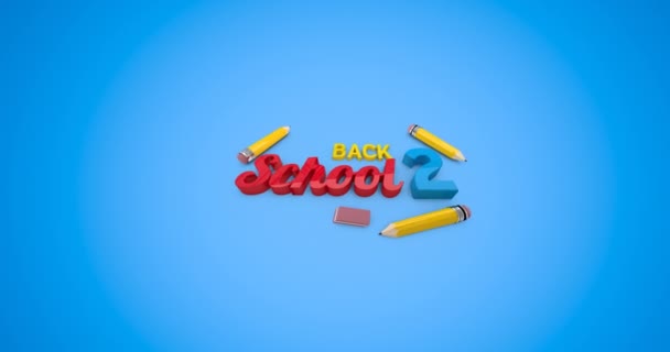 Animation Des Schultextes Auf Blauem Hintergrund Schul Bildungs Und Studienkonzept — Stockvideo