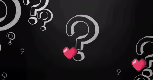 Animación Los Iconos Del Corazón Las Redes Sociales Signos Interrogación — Vídeo de stock